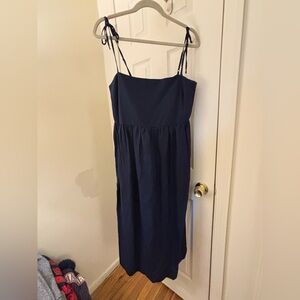 Uniqlo Dark Blue Midi Dress with Spaghetti Straps